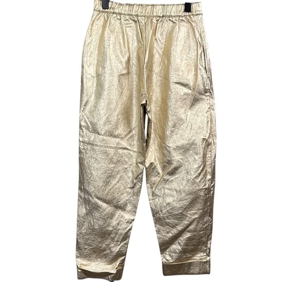 Zara Girls Metallic Gold Faux Leather Pants Made in Morocco Size 10  Edgy Kids - Picture 2 of 8
